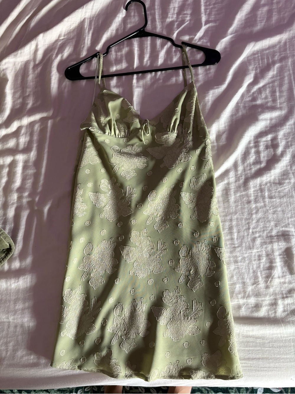 Olive Green Floral Mini Dress